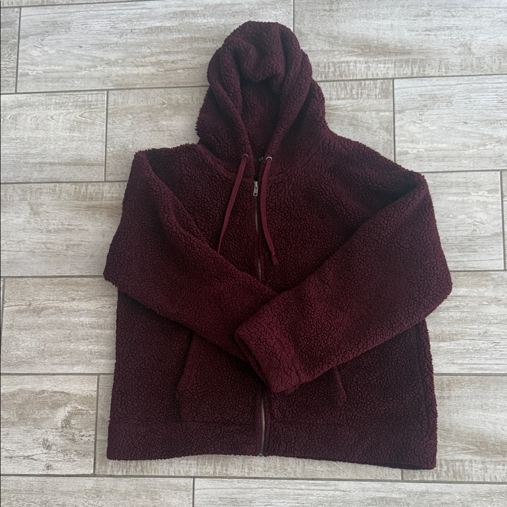 Cozy Burgundy Teddy Jacket